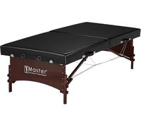 Master Massage Low Height Super Wide, Thai Massage, Rehab, Yoga Portable Training Station Hub for Rehabilitation, 85cm Width, Dark Brown Frame with Black Top.