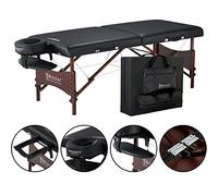 Master Massage Newport Wider Wooden Portable Table Massage Couch, Hardwood,Stained,Walnut, Black, 71cm