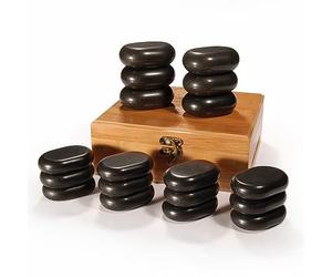 Master Massage Professional Mini Body Massage Stone Hot Stone Set, 18-Count, Black