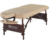Master Massage Wooden Luxury Massage Table,7.6cm Cushioning Del Ray 76cm Lash, Massage, Therapy Bed, Full Table Package, Cream Vinyl with Natural Wood Finish Frame