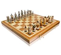 Master of Chess Wooden Chess Set with Pieces 60 cm / 24 in - Burned Large Chess Board Game for Adults and Kids - Stone Pieces - Historical Accents