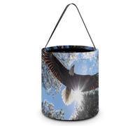 Master of Heaven Bold Eagle1 Hallowee Bucket Candy Bags Canva Tote Bag | Portable Reusable Easter Basket Tricking or Treating Party Handbags