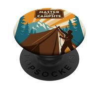 Master of the Campsite Vintage Retro Tent Mountain Poster PopSockets Adhesive PopGrip