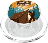 Master of the Campsite Vintage Retro Tent Mountain Poster PopSockets PopGrip for MagSafe