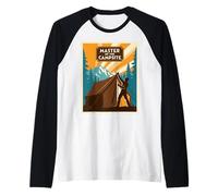 Master of the Campsite Vintage Retro Tent Mountain Poster Raglan Baseball Tee