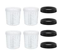 Master Paint System MPS, 4 Pack Set of Standard Size 20 Ounce (600ml) Hard Cups and Retainer Rings - 4 Hard Cups and 4 Rings for Use with The MPS Disposable Paint Spray Gun Cup Liners and Lid System