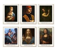 Master Painter Wall Art Decor Leonardo da Vinci Classical Oil Painting Canvas Prints Wall Art Exhibition Famous Artist Decor Room Aesthetic Gallery Wall Decor(11"x14" UNFRAMED, Style C)