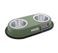 Master Pet Supply Double Dog Bowls Set with Elevated Base and 2 (8 oz) Stainless Steel Removable Dishes (Camo Patrol) - Double Cat Food Water Bowl, Dog Puppy Food Bowl Set, Rust Resistant