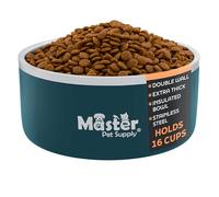 Master Pet Supply Stainless Steel Dog Bowls - 128 oz, Heavy Duty - Emerald Sea, Double Wall Extra-Thick Insulated, Non-Slip Pet Water Bowl for Dogs, Cats & Pets, Anti Rust Metal, Dish Washer Safe