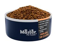 Master Pet Supply Stainless Steel Dog Bowls - 128 oz, Heavy Duty - Navy Blue, Double Wall Extra-Thick Insulated, Non-Slip Pet Water Bowl for Dogs, Cats & Pets, Anti Rust Metal, Dish Washer Safe