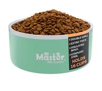 Master Pet Supply Stainless Steel Dog Bowls - 128 oz, Heavy Duty - Pistachio, Double Wall Extra-Thick Insulated, Non-Slip Pet Water Bowl for Dogs, Cats & Pets, Anti Rust Metal, Dish Washer Safe