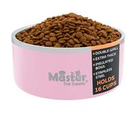 Master Pet Supply Stainless Steel Dog Bowls - 128 oz, Heavy Duty - Rose Quartz, Double Wall Extra-Thick Insulated, Non-Slip Pet Water Bowl for Dogs, Cats & Pets, Anti Rust Metal, Dish Washer Safe