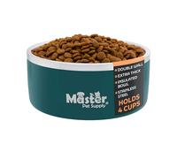 Master Pet Supply Stainless Steel Dog Bowls - 32 oz, Heavy Duty - Emerald Sea, Double Wall Extra-Thick Insulated, Non-Slip Pet Water Bowl for Dogs, Cats & Pets, Anti Rust Metal, Dish Washer Safe