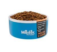 Master Pet Supply Stainless Steel Dog Bowls - 32 oz, Heavy Duty - True Blue, Double Wall Extra-Thick Insulated, Non-Slip Pet Water Bowl for Dogs, Cats & Pets, Anti Rust Metal, Dish Washer Safe