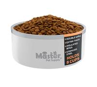 Master Pet Supply Stainless Steel Dog Bowls - 64 oz, Heavy Duty - Bone White, Double Wall Extra-Thick Insulated, Non-Slip Pet Water Bowl for Dogs, Cats & Pets, Anti Rust Metal, Dish Washer Safe