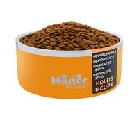 Master Pet Supply Stainless Steel Dog Bowls - 64 oz, Heavy Duty - Mango Tango, Double Wall Extra-Thick Insulated, Non-Slip Pet Water Bowl for Dogs, Cats & Pets, Anti Rust Metal, Dish Washer Safe