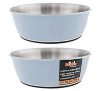 Master Pet Supply Stainless Steel Dog Bowls Set of 2 (128 Oz Each) with Non-Slip Rubber Base - Glacier Blue - Basic Dog Food Bowl Water & Food Bowls for Small Medium Large Dogs & Cats, Metal Dish