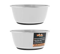 Master Pet Supply Stainless Steel Dog Bowls Set of 2 (16 Oz Each) with Non-Slip Rubber Base - Bone White - Basic Dog Food Bowl Water & Food Bowls for Small Medium Large Dogs & Cats, Metal Dish