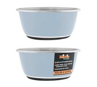 Master Pet Supply Stainless Steel Dog Bowls Set of 2 (16 Oz Each) with Non-Slip Rubber Base - Glacier Blue - Basic Dog Food Bowl Water & Food Bowls for Small Medium Large Dogs & Cats, Metal Dish