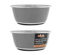 Master Pet Supply Stainless Steel Dog Bowls Set of 2 (16 Oz Each) with Non-Slip Rubber Base - Graphite - Basic Dog Food Bowl Water & Food Bowls for Small Medium Large Dogs & Cats, Metal Dish