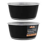 Master Pet Supply Stainless Steel Dog Bowls Set of 2 (32 Oz Each) with Non-Slip Rubber Base - Black Velvet - Basic Dog Food Bowl Water & Food Bowls for Small Medium Large Dogs & Cats, Metal Dish
