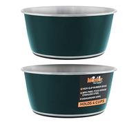 Master Pet Supply Stainless Steel Dog Bowls Set of 2 (32 Oz Each) with Non-Slip Rubber Base - Emerald Sea - Basic Dog Food Bowl Water & Food Bowls for Small Medium Large Dogs & Cats, Metal Dish