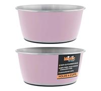 Master Pet Supply Stainless Steel Dog Bowls Set of 2 (32 Oz Each) with Non-Slip Rubber Base - Rose Quartz - Basic Dog Food Bowl Water & Food Bowls for Small Medium Large Dogs & Cats, Metal Dish