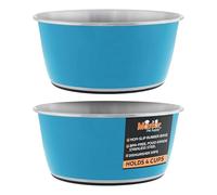 Master Pet Supply Stainless Steel Dog Bowls Set of 2 (32 Oz Each) with Non-Slip Rubber Base - True Blue - Basic Dog Food Bowl Water & Food Bowls for Small Medium Large Dogs & Cats, Metal Dish