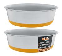 Master Pet Supply Stainless Steel Dog Bowls Set of 2 with Extra Thick Silicone Base - 16 Cup (128 oz) Mango Tango, Non-Slip, Dishwasher Safe Metal Bowls, Pet Dog Food Bowl for Dogs, Cats, Anti Rust