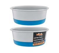 Master Pet Supply Stainless Steel Dog Bowls Set of 2 with Extra Thick Silicone Base - 2 Cup (16 oz) True Blue, Non-Slip, Dishwasher Safe Metal Bowls, Pet Dog Food Bowl for Dogs, Cats, Anti Rust