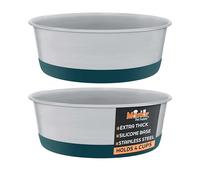 Master Pet Supply Stainless Steel Dog Bowls Set of 2 with Extra Thick Silicone Base - 4 Cup (32 oz) Emerald Sea, Non-Slip, Dishwasher Safe Metal Bowls, Pet Dog Food Bowl for Dogs, Cats, Anti Rust