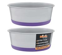 Master Pet Supply Stainless Steel Dog Bowls Set of 2 with Extra Thick Silicone Base - 8 Cup (64 oz) Plum Crazy, Non-Slip, Dishwasher Safe Metal Bowls, Pet Dog Food Bowl for Dogs, Cats, Anti Rust