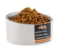 Master Pet Supply Stainless Steel Slanted Dog Cat Food Bowl - 24 oz Heavy Duty - Bone White, Double Wall Insulated, Non-Slip Elevated Bowl for French Bulldogs Pugs Cats, Anti Rust Dishwasher Safe