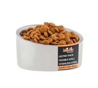 Master Pet Supply Stainless Steel Slanted Dog Cat Food Bowl - 8 oz Heavy Duty - Bone White, Double Wall Insulated, Non-Slip Elevated Bowl for French Bulldogs Pugs Cats, Anti Rust Dishwasher Safe