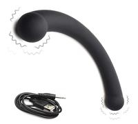 MASTER SERIES 10X Vibra-Crescent Dual-Ended Dildo Made with Premium Silicone for Men Women & Couples. G-Spot P-Spot Powerful Vibrating Stimulation Waterproof IPX7 & Rechargeable. 2 Piece Set - Black
