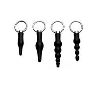 Master Series 4 Piece Beginner Rimmer Set Ring Black Mini Butt Plug Anal Beads