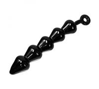 Master Series Anal Link Beaded Plug - Extra Large Size for Advanced Users, 5 Linked Cone Beads with Pull Ring, Flexible TPE Material, 15.5 Inch Length, for Women and Couples