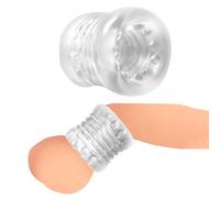 MASTER SERIES Ball Stack Ball Stretcher for Beginners, Men & Couples. Pleasure Enhancing and Textured Nubs. Body-Safe TPE, Soft and Stretchy. 1 Piece, Clear.