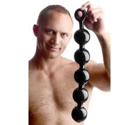 Master Series Black Baller Beaded Plug for Men, Women, and Couples, 17.5 Inch Flexible TPE Shaft, Graduated Spheres with Pull Ring, Smooth Surface, Easy to Clean, Pressure-Based Design