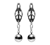 Master Series Deviant Monarch Weighted Nipple Clamps, Silver