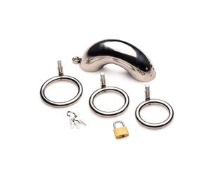 Master Series Forged Captop Locking Stainless Steel Chasity Cage - Steel