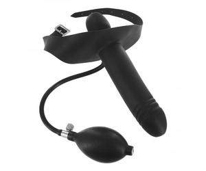 Master Series Inflatable Black Dildo Gag 6 Inch
