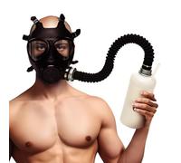 MASTER SERIES Inhaler Gas Mask with Bottle for Beginners, Men, Women, & Couples. One-Way Breathing Valve. Body-Safe. Breath Play and Sensation Play. 5 Piece Set, Black & White.
