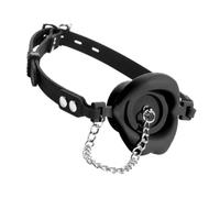 Master Series Plugged Silicone Feeding Gag Black Adjustable Silicone Mouth Restraint