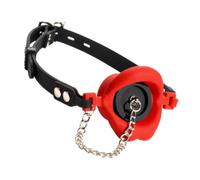 Master Series Plugged Silicone Feeding Gag Red Adjustable Silicone Mouth Restraint