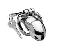 XR Brands Rikers 24-7 Stainless Steel Locking Chastity Cage, Silver