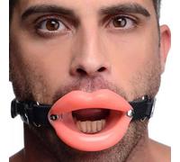 Master Series Sissy Mouth Gag Silicone Open Mouth PU Leather Strap Restraint