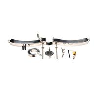 MASTER SERIES Stainless Steel Humbler with Ball Crusher for Men & Couples. Durable Design and Spiked Ball-Pad. Cuff-Like Cock Ring, Adjustable Pressure. Lockable. 14 Pieces. Grey.