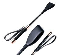 MASTER SERIES Stallion Riding Crop 12" for Men, Women & Couples. Sturdy Crop, Vegan Leather, Textured Handle for Better Grip, Looped End for Easy Storage. BDSM Toy for Kinky Play. 1 Piece, Black.
