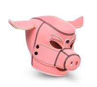 MASTER SERIES Swine Pig Neoprene Hood for Beginners, Men, Women, & Couples. Removable Muzzle. Durable and Stretchy Neoprene. Fantasy Roleplay. 2 Pieces, Pink.